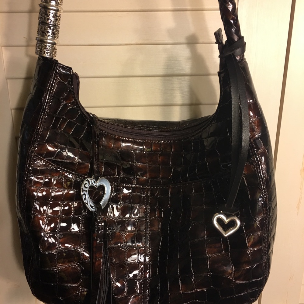 Brighton Barbados Croc Embossed Leather Hobo Bag